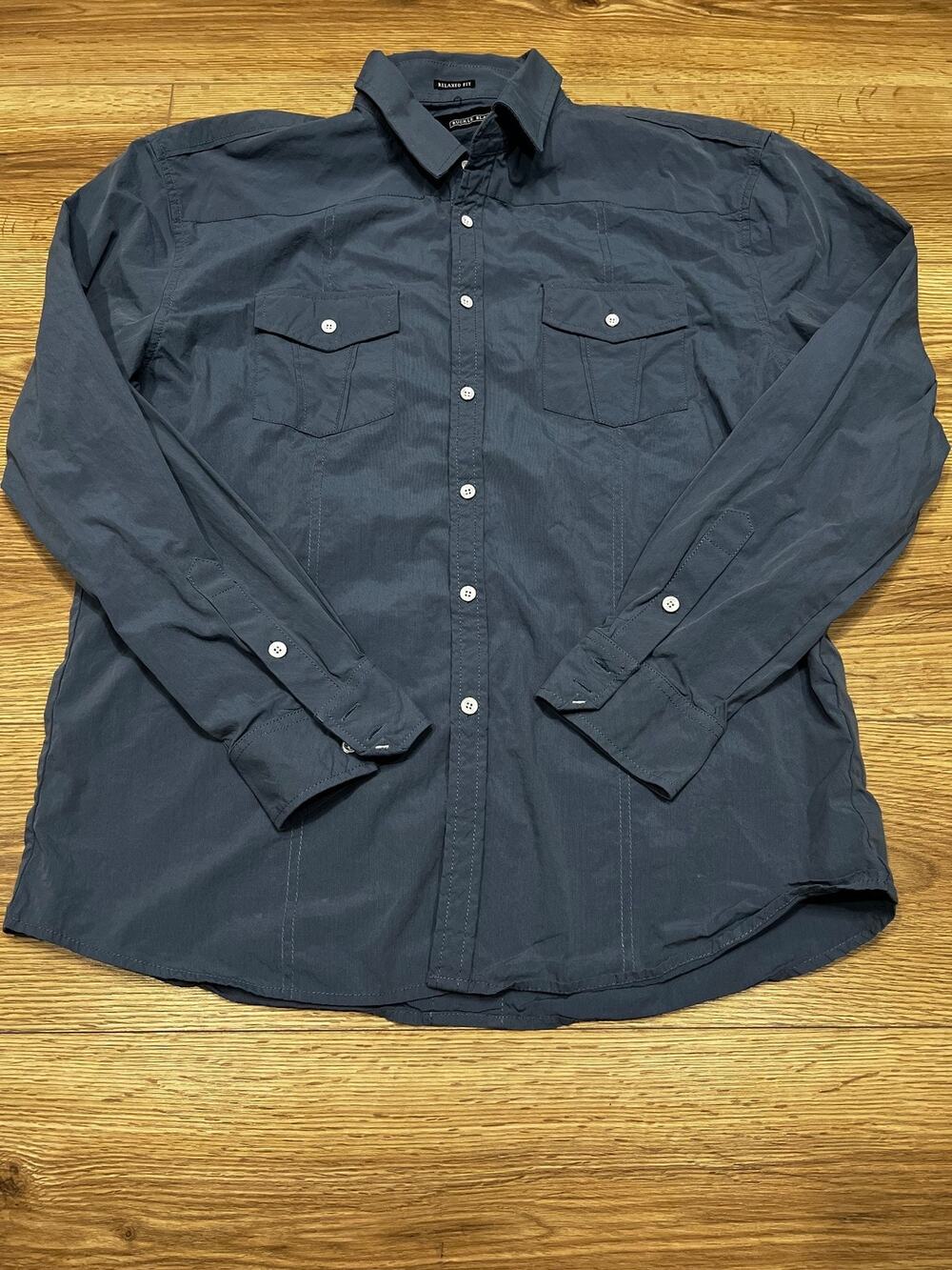 Buckle Black Mens Shirt Size L Blue Long Sleeve Relaxed Fit (A00)